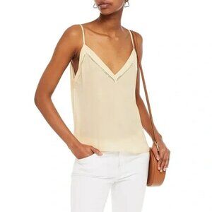NWOT Sandro Rawya Picot-Trimmed Chiffon V-Neck Cami Size 4/US 10 Pale Yellow